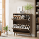 thumbnail image 3 of 31.5" Walnut Shoe Cabinet, Mid-Century Modern Freestanding Shoe Cabinet, Freestanding Organizer with 2 Flip-Top Drawers, Suitable for Entry, Hallway and Foyer, 3 of 3