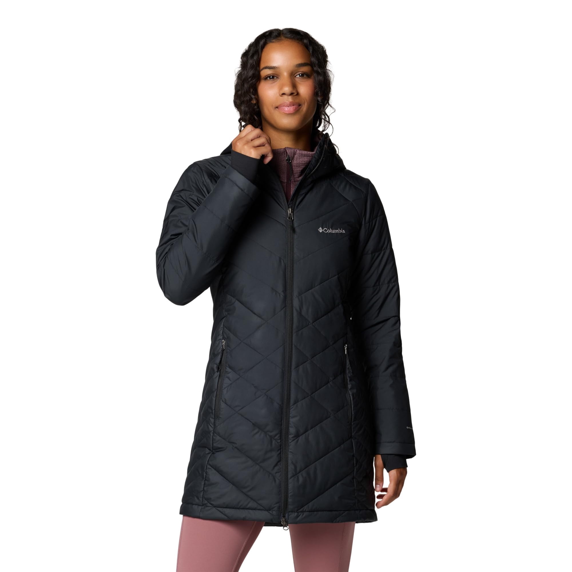 Chaqueta Columbia Heavenly Con Capucha Larga Acolchada Para Mujer, Color Negro S