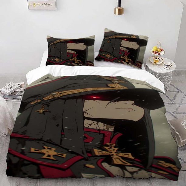 Dark Military Uniform Character Themed Bedding Set Soft and Comfortable for All Seasons Ideal for Home and Bedroom Use