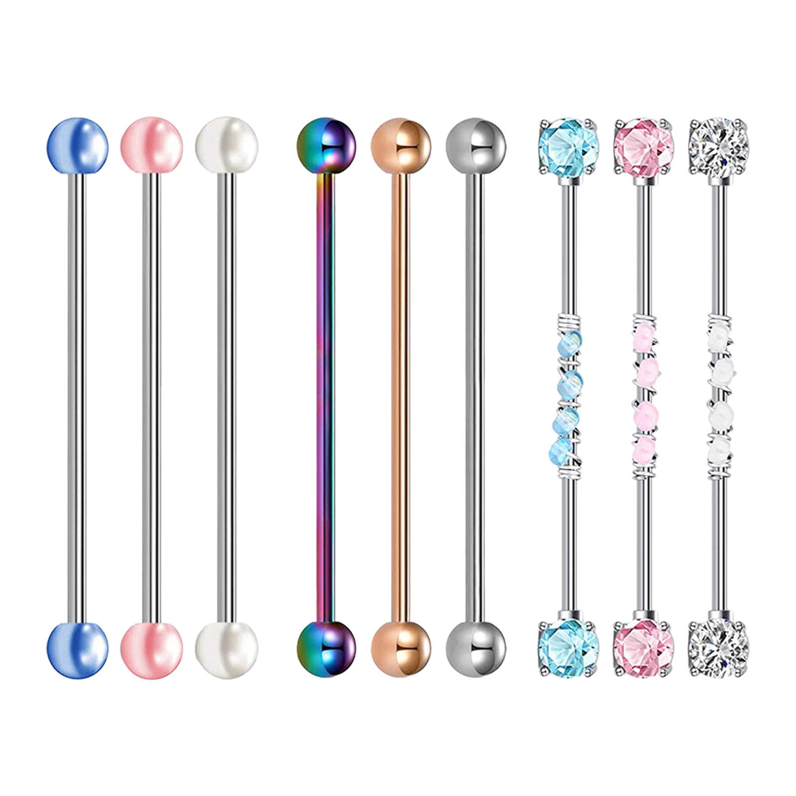 Ioensy - Pendientes De Barra Industrial De 9 Piezas Barra De Perforación Industrial De Moda Elegante