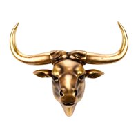 Magideal - Cabezas De Animales Decoración De Pared Resina Toro Cráneo Decoración De Pared Obra De Arte Cuerno Largo Cráneo Colgante De Pared Para Sala De Dorado