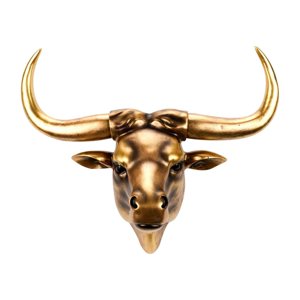 Magideal - Cabezas De Animales Decoración De Pared Resina Toro Cráneo Decoración De Pared Obra De Arte Cuerno Largo Cráneo Colgante De Pared Para Sala De Dorado