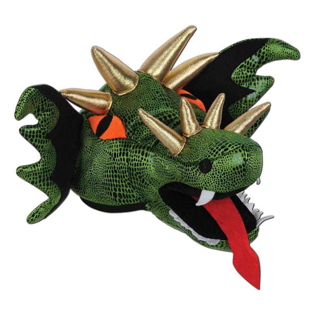 Gorro de peluche con cabeza de dragón Beistle para fiesta medieval de Halloween para adultos