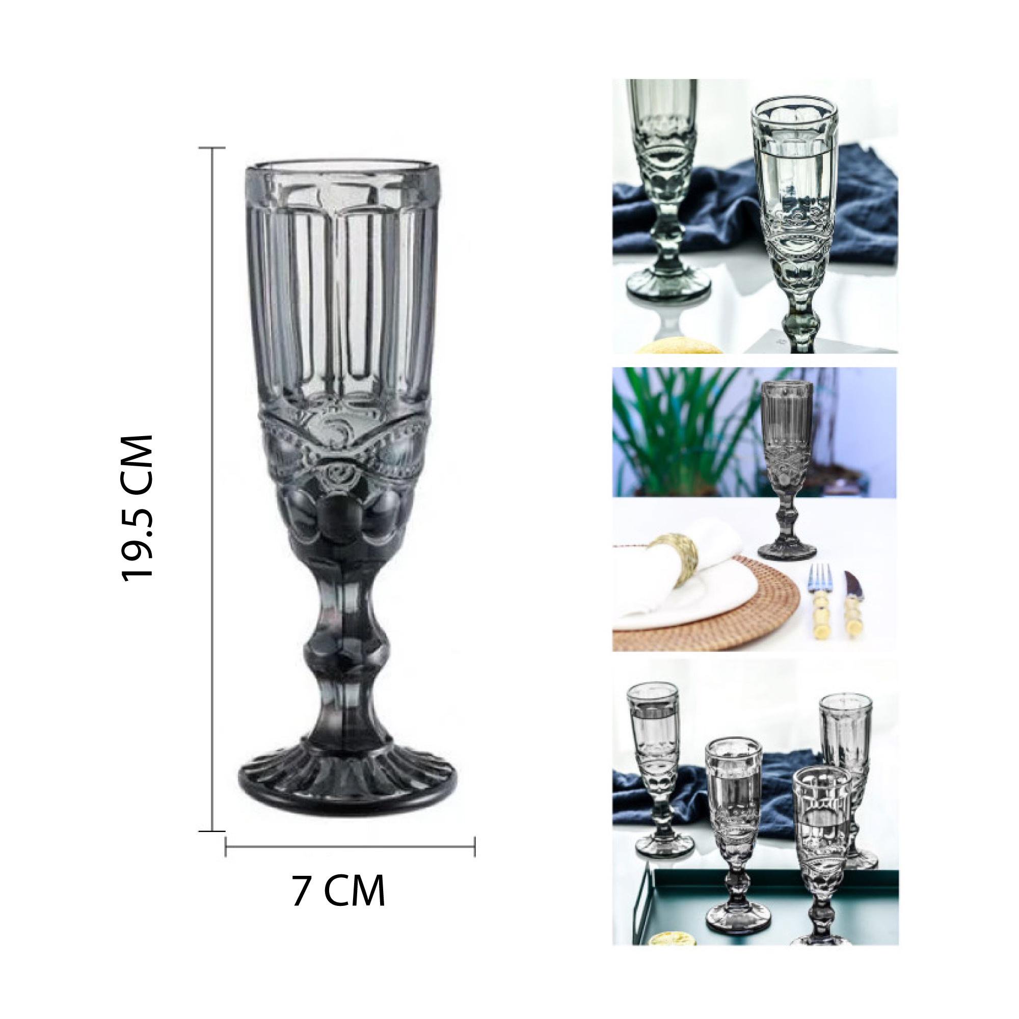 Xianzhu - Pack 6 Copa Tallada Para Aperitivo 160ml - Gris