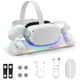 thumbnail image 1 of Dock de carga magnético para el visor VR Meta Quest 2 y controladores con 2 baterías recargables de 2100mAh, cargador y cable USB-C, con indicadores LED, 1 of 7