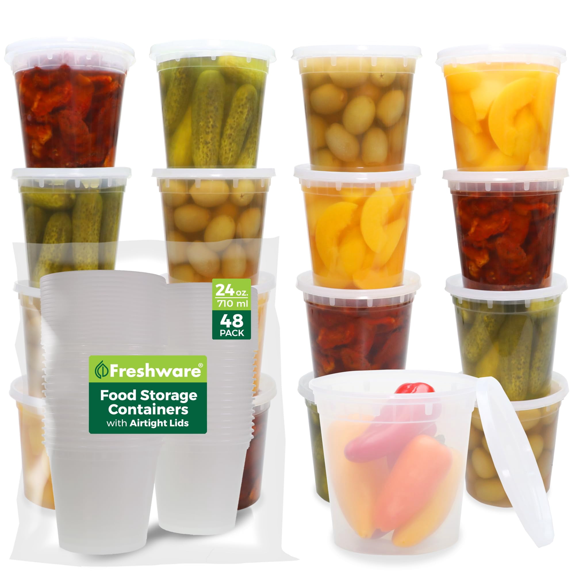 Contenedores De Almacenamiento De Alimentos Freshware, 700 Ml, Plástico, Delicatessen, 48 Unidades