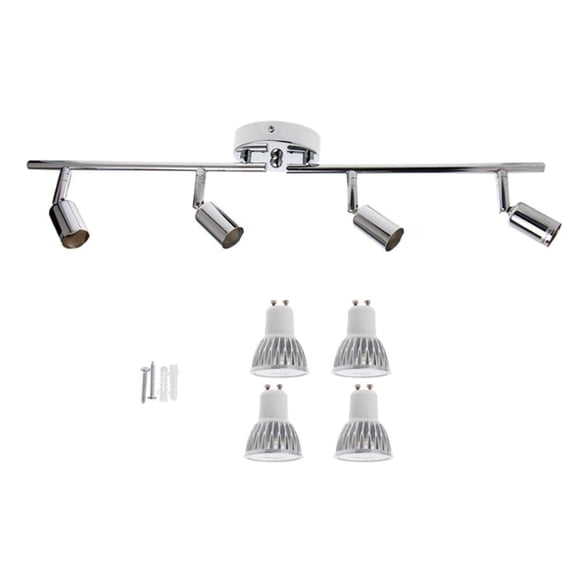 Foco De Techo LED Ajustable GU10 De 4 Vías Lámpara Decorativa De 12 W Blanco Cálido