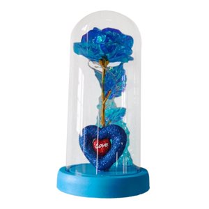 Bothyi - Rosa Artificial Iluminada En Cúpula De Cristal Para Decoración De Bodas Rosa Azul Multiusos