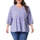 thumbnail image 1 of Agnes Orinda Blusas de Mujer Talla Grande Babydoll Cuello en V Mangas 3/4 de Linterna Camisas Florales Blusas Peplum 4X Púrpura, 1 of 6
