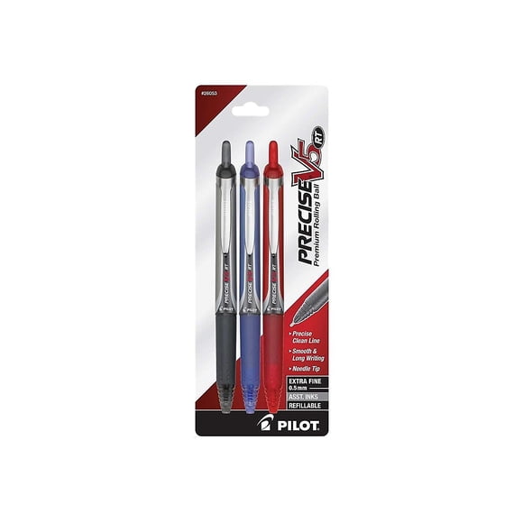 Bolígrafo PILOT Precise V5 RT recargable y retráctil de 0,5 mm, paquete de 3