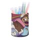 thumbnail image 1 of ¡Hola AJ!-theme Cylinder Pen Holder Pencil Organizer with Flannel Lining PVC Leather Material Cardboard Base for study work 10*8CM, 1 of 6