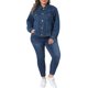 thumbnail image 2 of Chaqueta de mezclilla para mujer de talla grande Agnes Orinda con solapa, mangas largas, botones, chaqueta casual de mezclilla con bolsillos 3X azul, 2 of 6