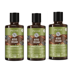 Pack Shampoo + Acondicionador + Activador De Rulos Afro Vegan 300 Ml C/U Inoar