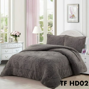 Aladdins Shop - Cobertor De Invierno Texturizado Con Chiporro 2 Plazas Mariposas Gris Osc
