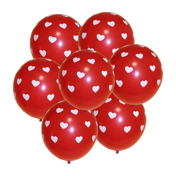 50 globos del día de San Valentín, regalos del día de San Valentín para niños, accesorios para fotos, globos de látex con forma de corazón, globos de , Corazón Bola Roja Corazón Blanco
