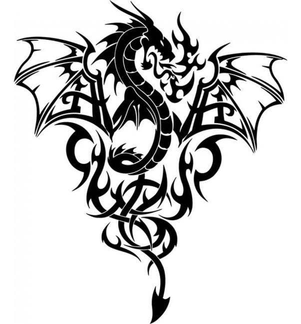 Rienda Libre Graphics - Decomural Fire Dragon Tribal Monster Ws-18464