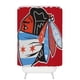 thumbnail image 1 of Cortina de ducha de calidad superior con diseño de la bandera de Chicago de los Blackhawks, camiseta roja, juego de cortina de baño con ganchos, tamaño 36 x 72 pulgadas, 1 of 3