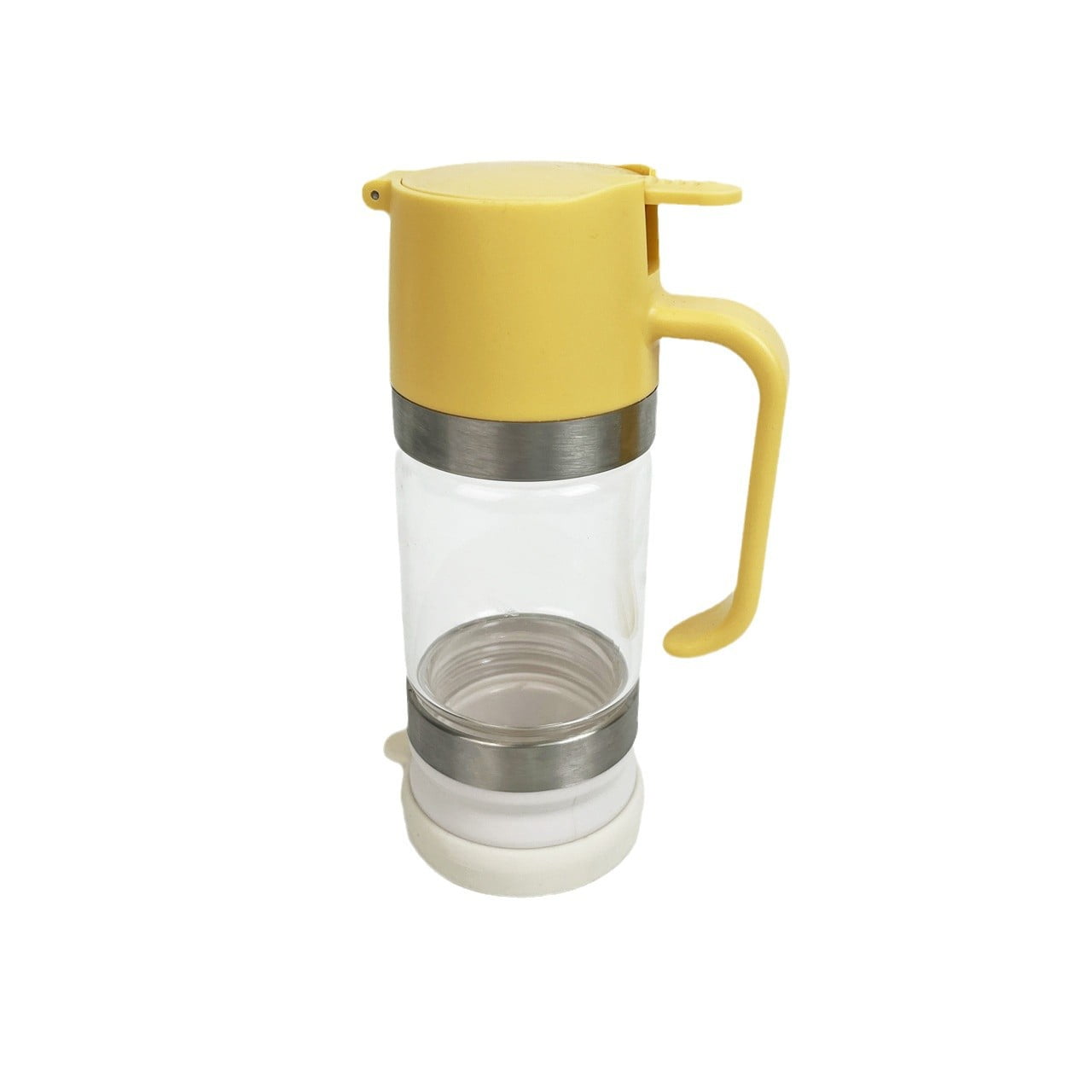 Xusx111 - Dispenser De Miel De Vidrio Maceta, Sin Goteo 10 Oz Tarro De Miel Con Mango, Dispensador De Jarabe Para Café O Té, Blanco Amarillo