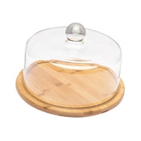 Bothyi - Bandeja Para Servir Con Cubierta De Vidrio Soporte Para Pasteles De Madera Con Cubierta De Vidrio Para Restaurantes 295X187 Mm
