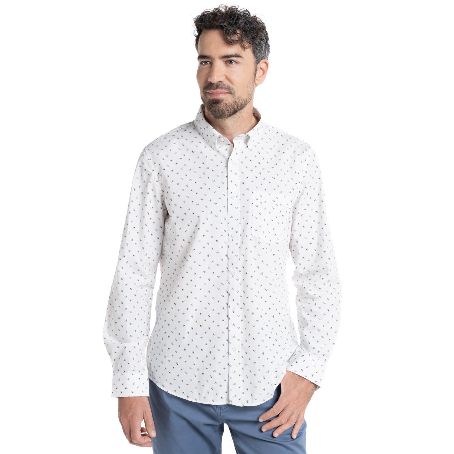 Truval - Camisa Microprint Blanco M