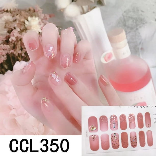 Y2K Spring Summer 3D Nail Strips Glossy Nail Strips Fashion Full Wraps Nail Polish Sticker Self Adhesive Nail Art Decal Strip For Women Nail Art DIY