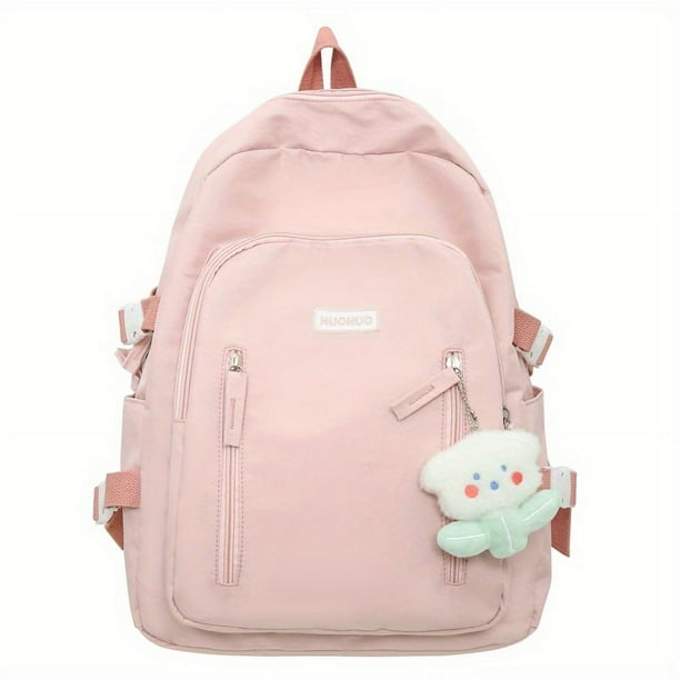 1pc Simple Solid Color Backpack, Preppy Versatile Casual Schoolbag, High School Middle School Students Backpack, College Students Travel Backpack, Students Commuter Bag For Daily Use