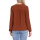 thumbnail image 3 of INSPIRE CHIC Blusa de Manga Larga para Mujer con Cuello en V y Encaje Hueco S Naranja Marrón, 3 of 5