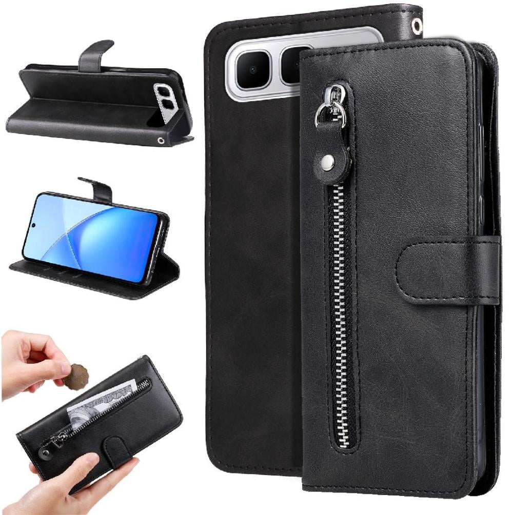 Gangxun - Funda Con Cremallera Para Infinix Smart10 Plus, Carcasa Cartera De Cuero Pu Con Soporte Y Tarjetero