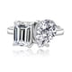 thumbnail image 2 of 4Cttw Toi Et Moi Ring para Mujer Alianzas de Boda Color D Claridad VVS1 Anillo de Compromiso de Moissanita en Forma de Esmeralda/pera Anillo de Doble Piedra de Plata Esterlina 925, 2 of 8