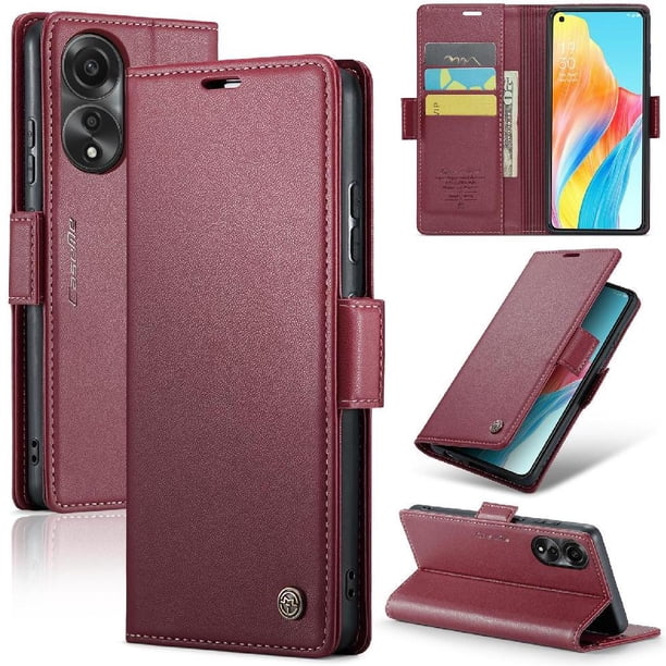 CaseMe tipo cartera OPPO A78 4G con cierre magnético, RFID, tarjetero, soporte, carga inalámbrica
