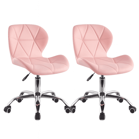 Moboi - Pack 2 Sillas De Escritorio Mariposa Giratoria Acolchada Rosa