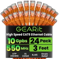 Cable Ethernet Gearit Cat6 Paquete De 24 Unidades De 0.9 M Rj45 10 Gbps