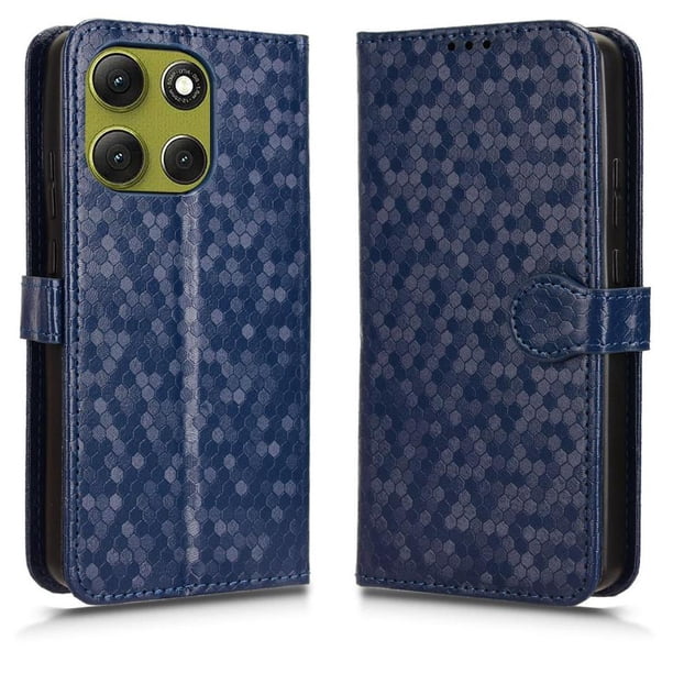 Funda Cartera Lunares Motorola Edge G86 Power 5G con Tarjetero, Correa y Soporte Azul