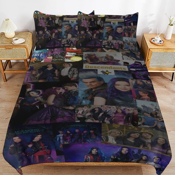 Descendants Bedding Sets Ultra Soft Skin-Friendly Duvet Cover 3 Piece, Cute Comforter Cover Bed Set for Boys Girls Kids