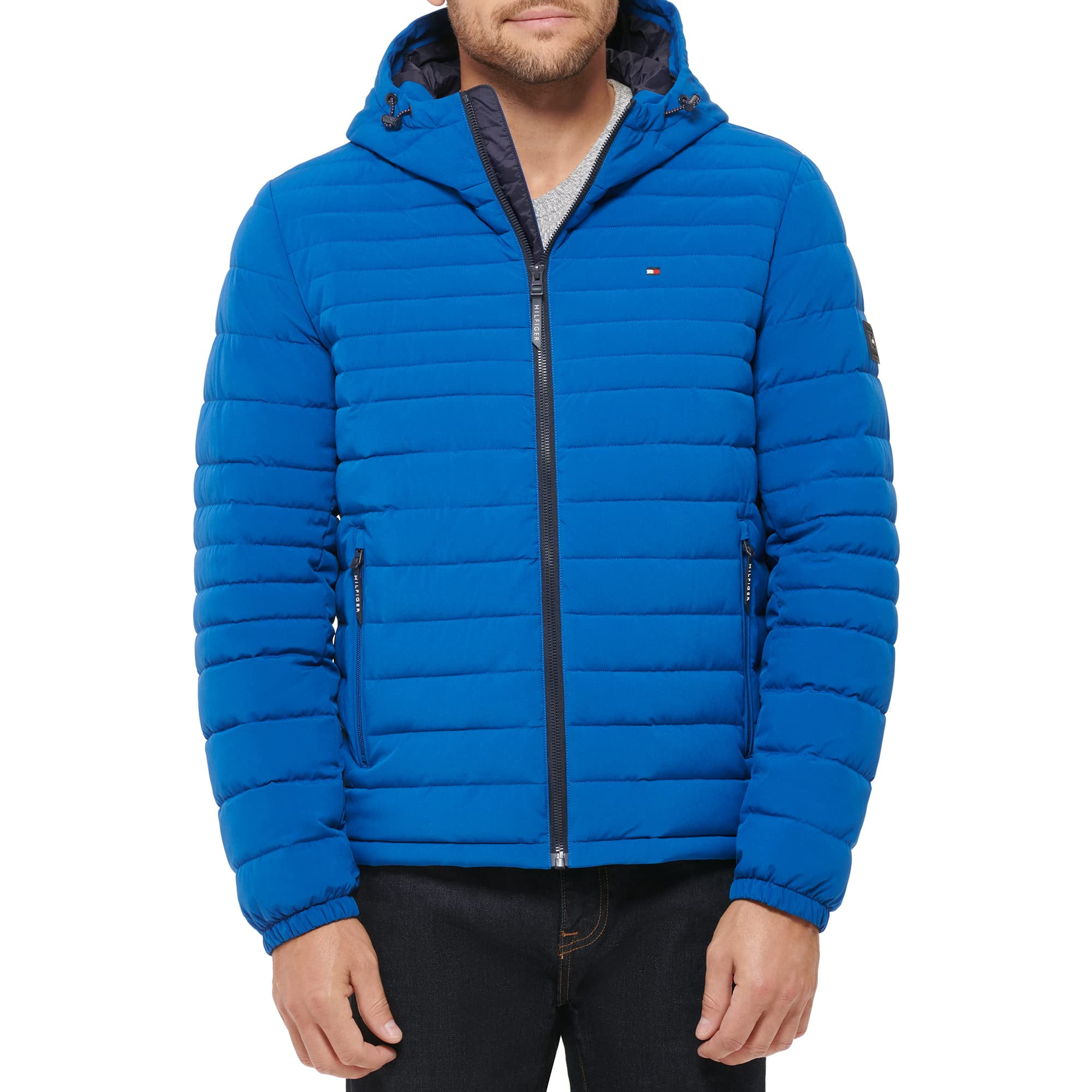 Chaqueta Tommy Hilfiger De Poliéster Elástico Con Capucha, Plegable, Para Hombre, Azul