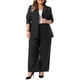 thumbnail image 1 of Agnes Orinda Traje de Oficina Casual de Negocios para Mujer de Talla Grande 2 Piezas Blazer de Solapa y Pantalones de Pierna Ancha 1X Negro, 1 of 6
