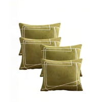 Genérico - Juego De 4 Fundas De Cojin 45Cmx45Cm Bordado De Linea Color Verde