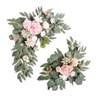 Magideal - 2 Guirnaldas Artificiales Decoradas Con Diseño De Escena De Puerta Delantera, Guirnalda De Simulación Artesanal, Flor Swag Diy, Flor De Arco De Boda P , Estilo H