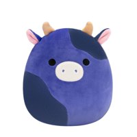 Peluche Squishmallows Original Con Forma De Vaca Morada Roja, 20 Cm