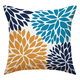 thumbnail image 1 of Funda de Cojín Decorativa Pétalos Azul Mostaza 45x45 cm, 1 of 2
