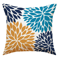 Hogarly - Funda De Cojín Decorativa Pétalos Azul Mostaza 45X45 Cm