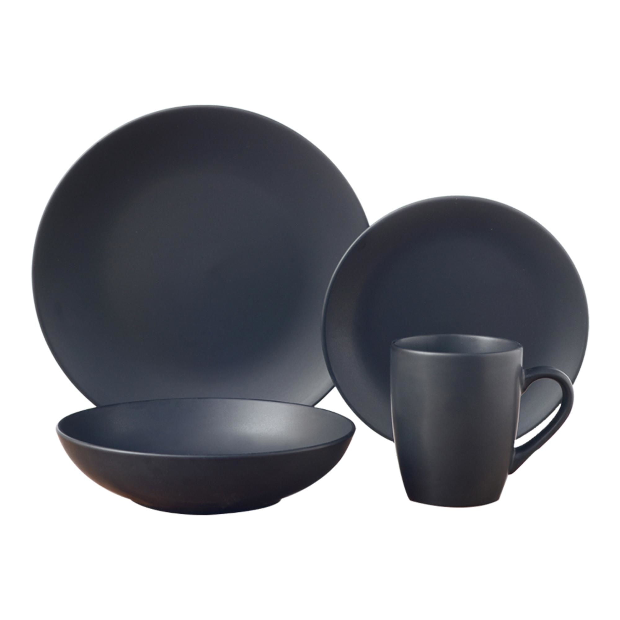 Mainstays - Juego De Loza 16 Piezas Hh2412 Gres Negro