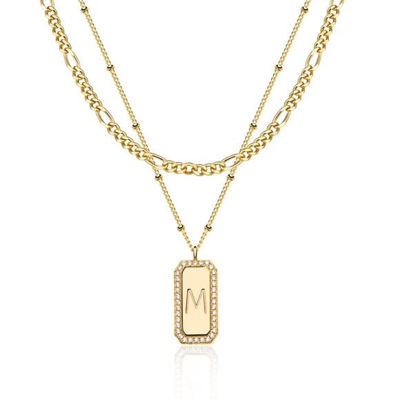 Collar TONTMY STUDIOS chapado en oro de 14 quilates para mujer con la letra M
