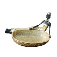 Magideal - Estatuilla Africana, Estatua De Niña Con Bandeja Para Servir, Bandeja Para Dulces, Decoraciones Para El Salón, Estatuilla Tribal De Mujer Para Entrada