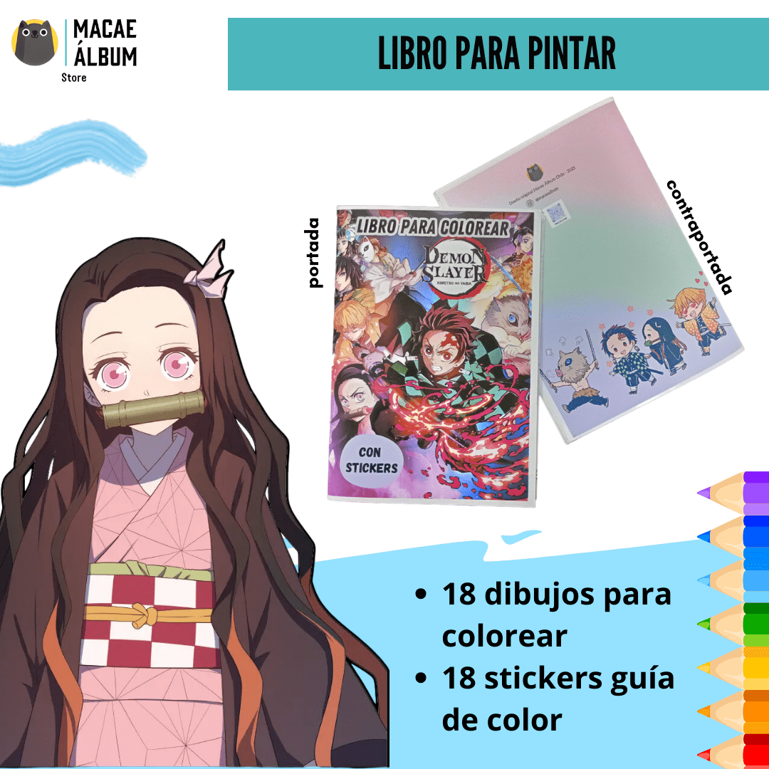 Macae - Libro Para Pintar Demon Slayer Con Stickers
