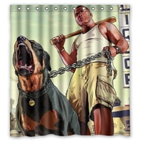 Pinghai - Cortina De Ducha Con Ganchos Para El Baño, Diseño De Grand Theft Auto V, Tamaño 66 X 72 Pulgadas