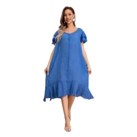 Likeshop - Vestido Largo Salida De Playa, Tipo Blusón Manga Corta 0049