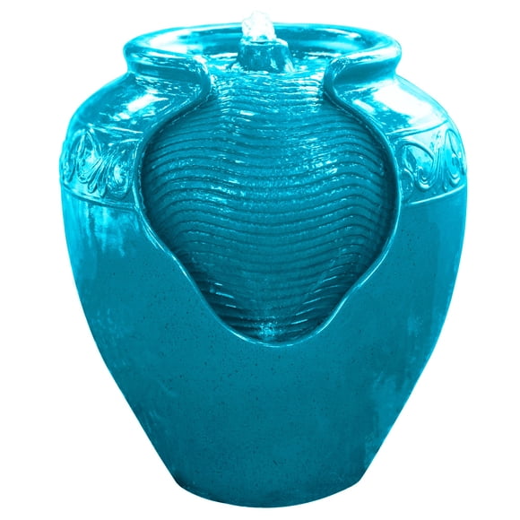 Fuente de agua Teamson Home, maceta acristalada con luz LED de 43 cm
