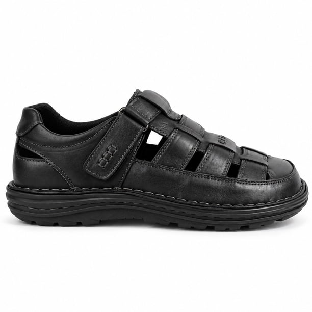 Sandalia Hombre Cuero Velcro Punta Redonda D11