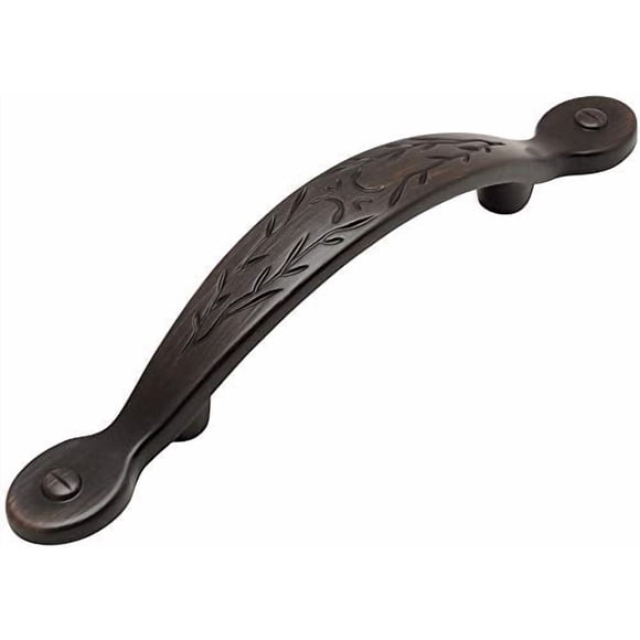 Tirador para gabinete Cosmas 465ORB, bronce aceitado, diseño de hoja, 7,3 cm